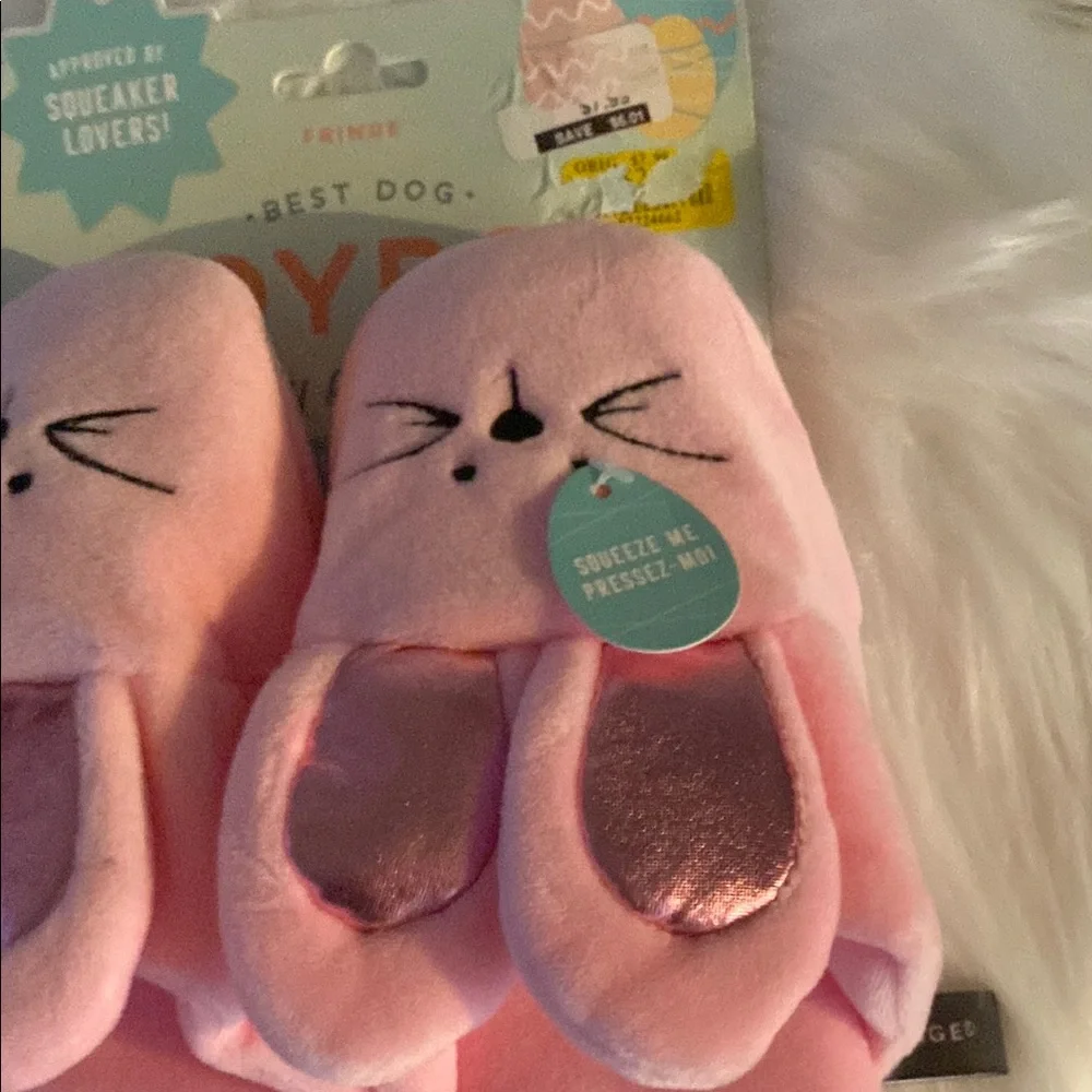 New Pink Bunny Dog Toys